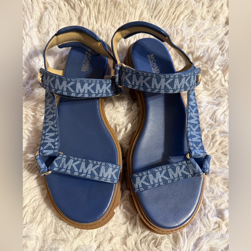 Michael Kors Blue Sandals with Stylish Straps and Comfort Sole